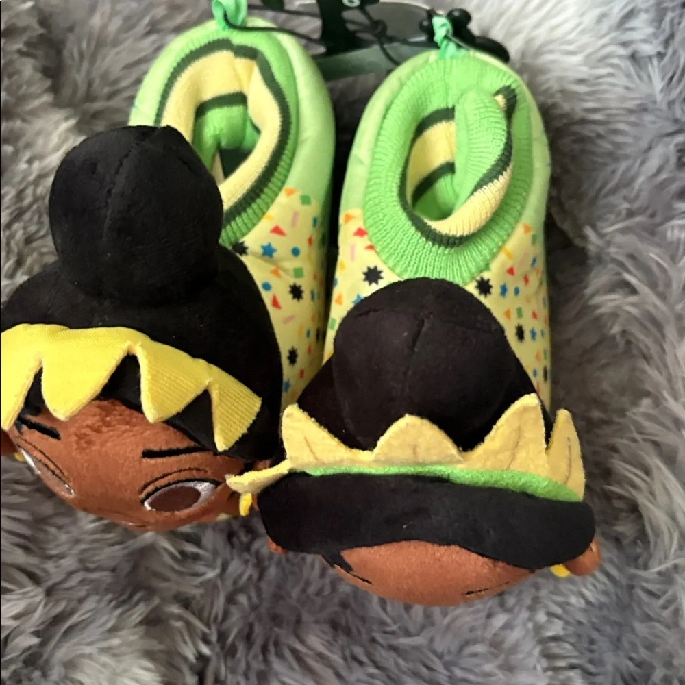 Disney Tiana Plush Slipper for Kids - Green and Yellow
